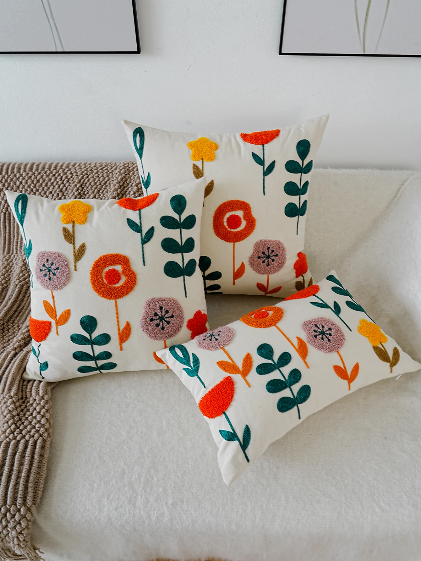 Современный чехол для подушки с цветочной вышивкой и дизайном Stegan цельный