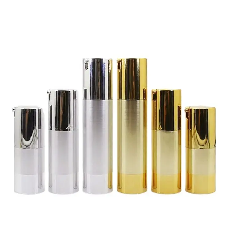 

25pcs 15ml 30ml 50ml UV Silver Golden Airless Vacuum Pump Lotion Bottle Cosmetic Spray
