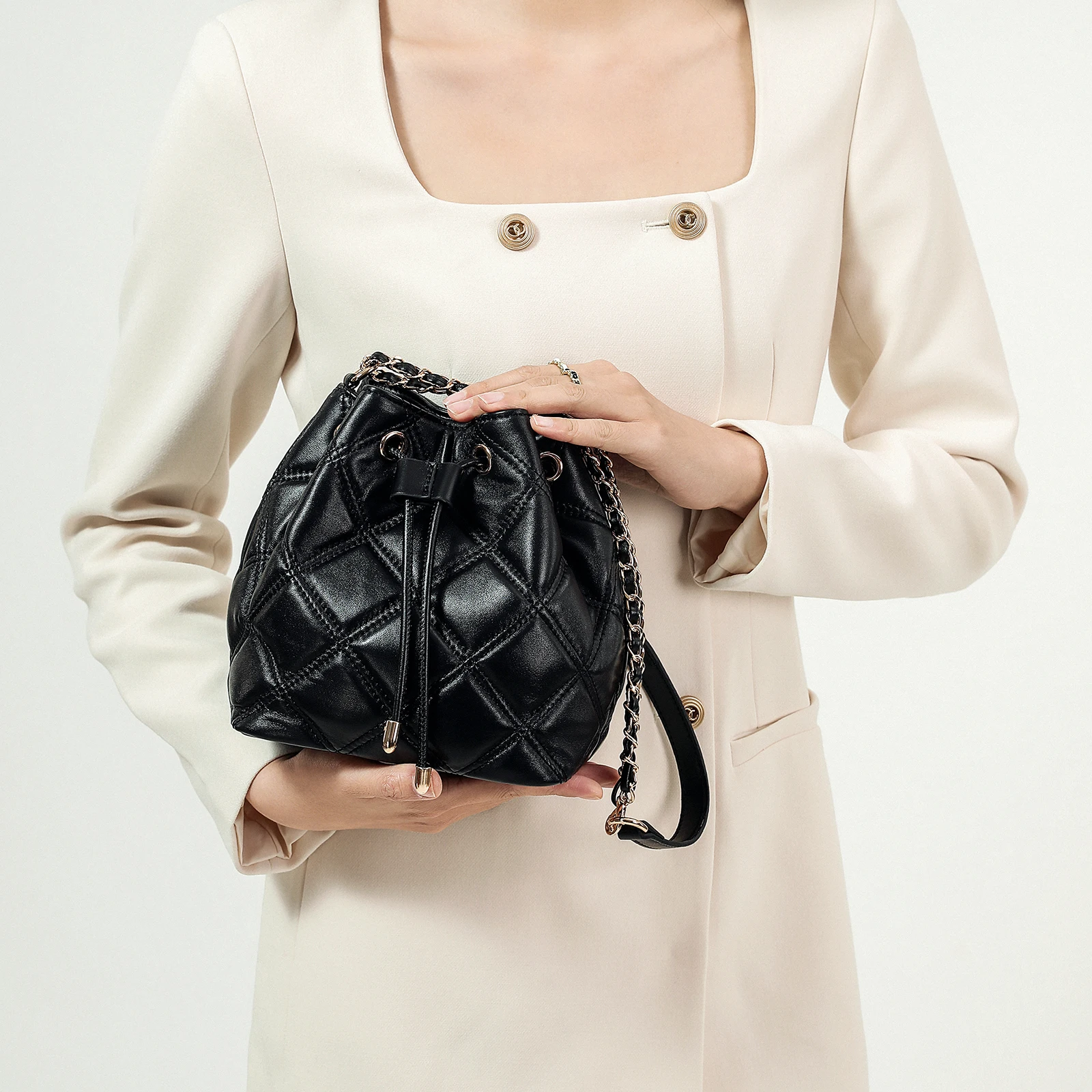 YOUTOU Stéganée Сумка На Плечо Из Натуральной Кожи В Форме Ведра Дизайнерская Женская