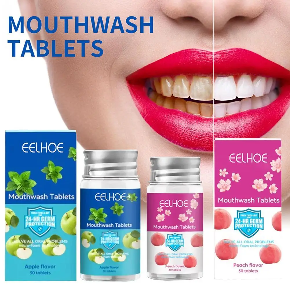 

EELHOE 2023 New Toothpaste Tablets Four Flavors Teeth Whitening Charcoal Remove Smoke Stains Bad Breath Fresh Mouthwash