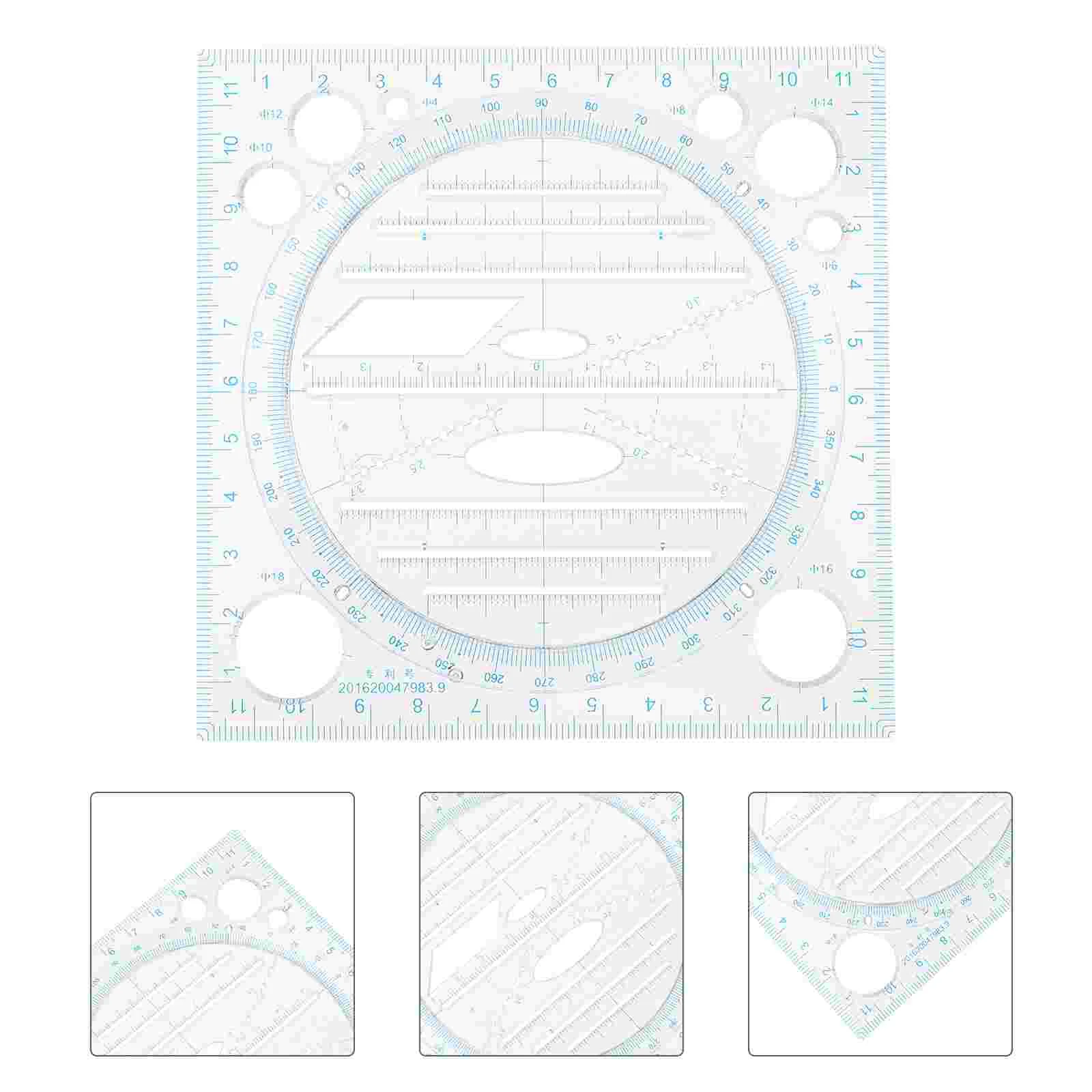 

Ruler Drawing Students Geometric Round Measuring Multifunctional Clear Circle Office Figure Craft Wood Angle Measurement Tool