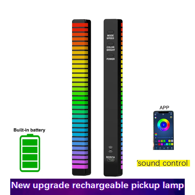 

LED Strip Light Pickup Rhythm Light Sound Control LED Atmosphere Light RGB Music Light Bar USB Colorful Lamp for Car Party