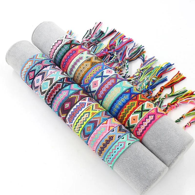 

Bohemian National Style Handmade Woven Embroidery Bracelet For Women Lucky Rainbow Nepal Bracelet Hand Rope Fashion Jewelry Gift