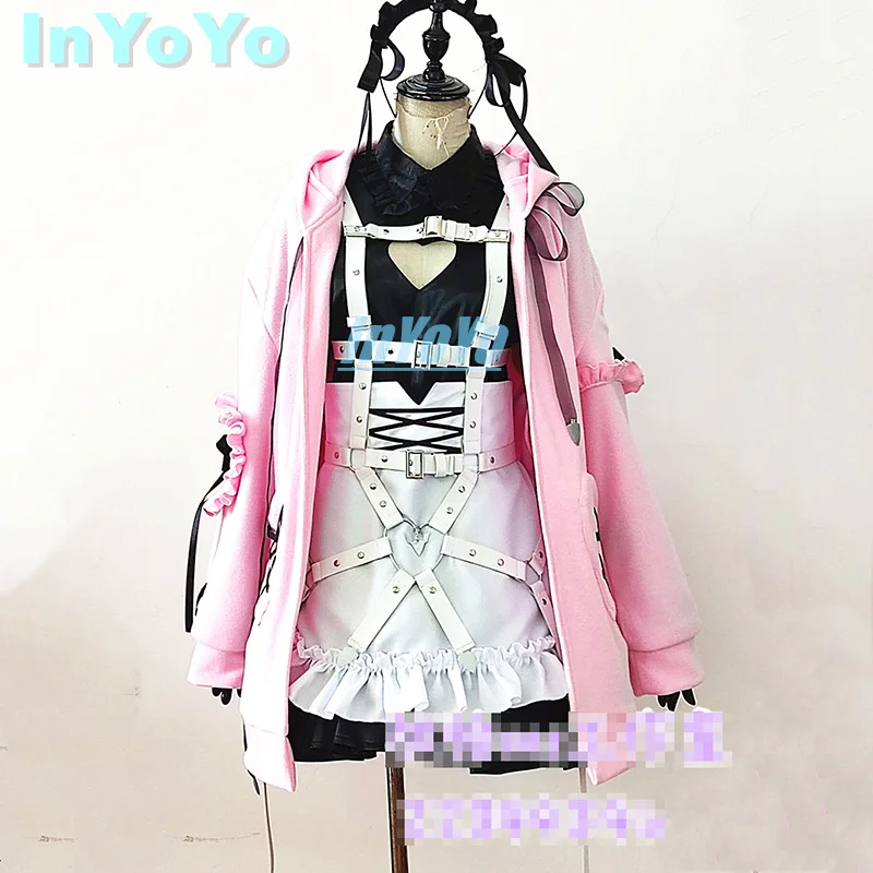 InYoYo Makaino Ririmu Косплей Vtuber Костюм Прекрасная Униформа Розовая Толстовка Пальто
