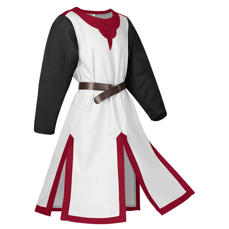 

Plus Size Men Medieval Cosplay Robes Templar Knight Crusader Surcoat Long Sleeve Short Sleeve Mens Tops Reenactment Costume