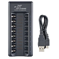 8 slot quick usb battery charger with led indicator light smart adapter for 1 2v aa aaa ni mh ni cd rechargeable battery