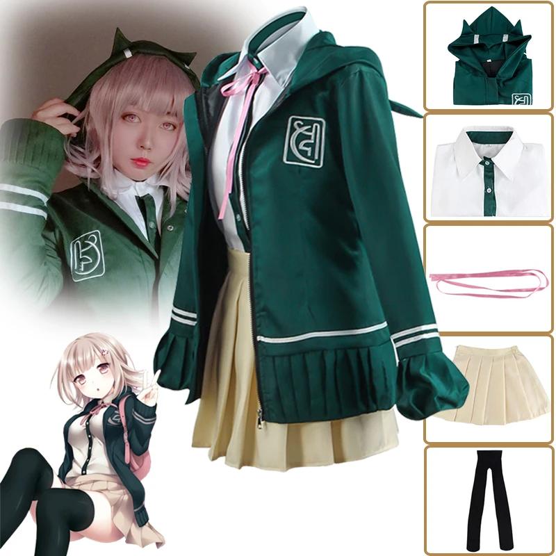

Anime Danganronpa Cosplay Costume Nanami ChiaKi Deguisement Wig Uniform Long-sleeved Jacket Short Skirt Loli Skirt