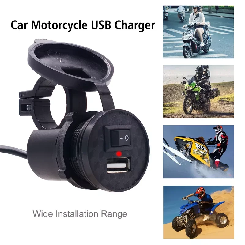 

12V Motorcycle Electronics Relay Connect Charger Waterproof USB Charger Motorbike Motorcycle Car Phone Power Socket Adapter