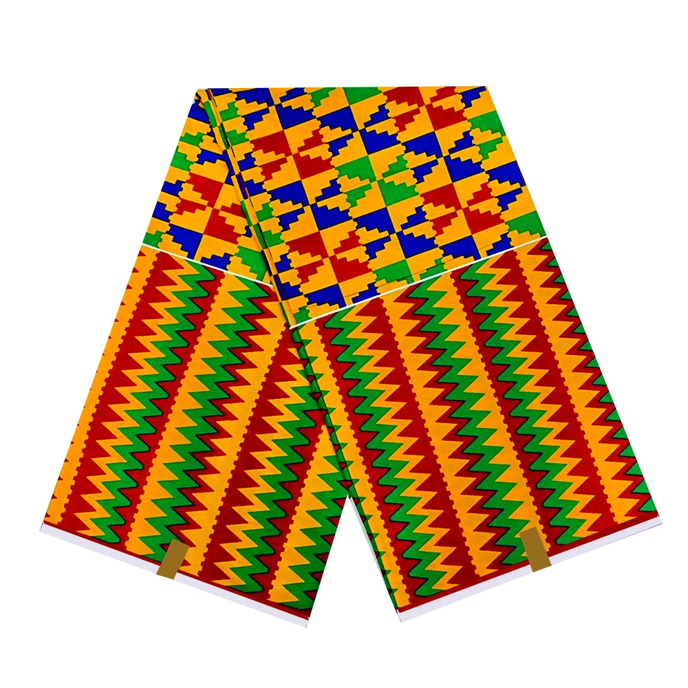 Африканская восковая ткань Mirafeel с принтом из 100% хлопка оранжевого цвета 6 ярдов