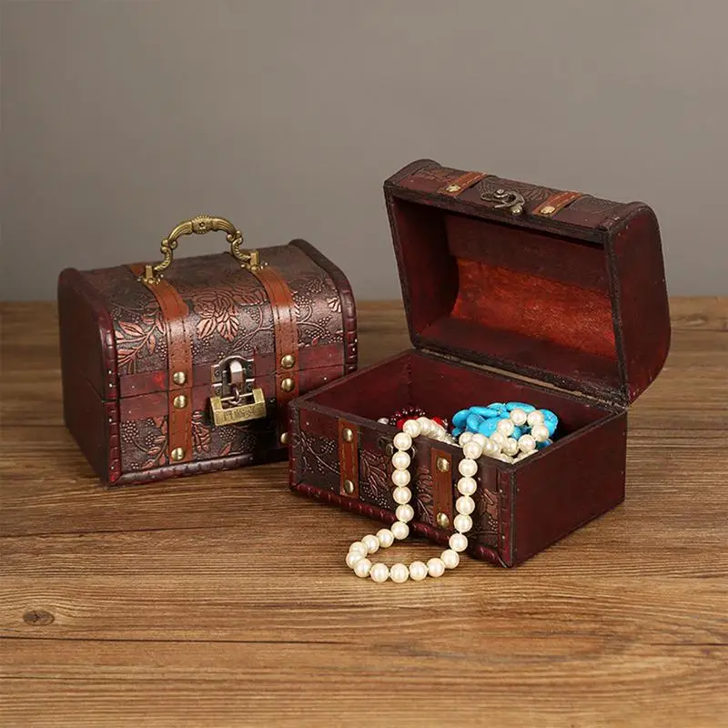 Винтажная деревянная шкатулка для ювелирных изделий брелок с кристаллами и