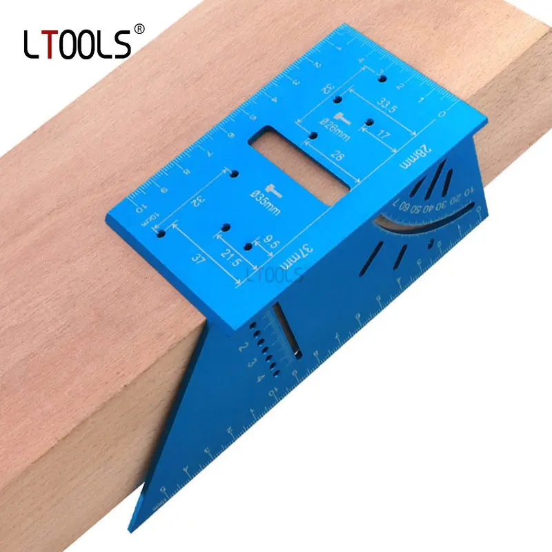

45/90 Degree Aluminum Alloy Woodworking Angle Ruler Marking Gauge Hinge Hole Positioning Line Drawing Ruler Woodworking Tools