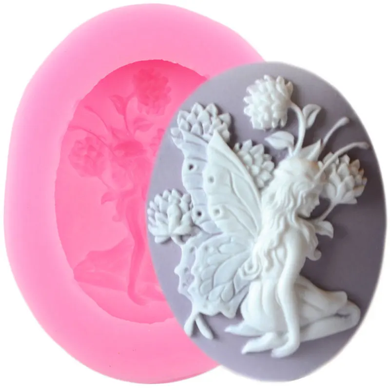 

1pc DIY Angel Fairy Cameo Silicone Mold Cake Decorating Tools Oval Frame Cupcake Topper Fondant Candy Chocolate Soap Resin Mould