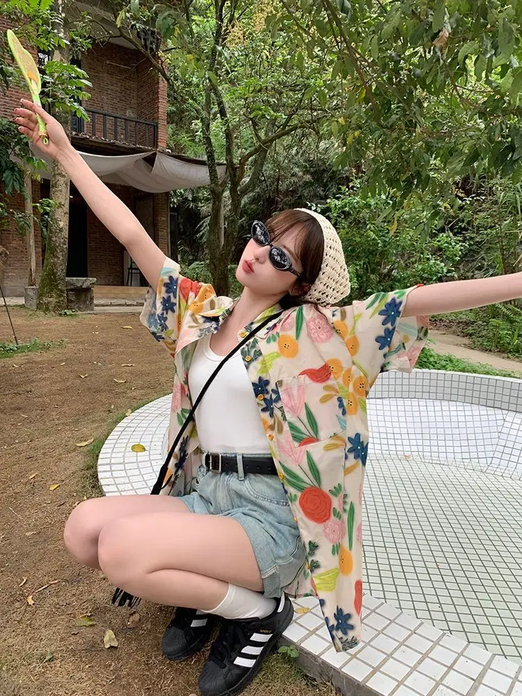 ADAgirl винтажные Гавайские пляжные накидки для женщин Harajuku футболки большого