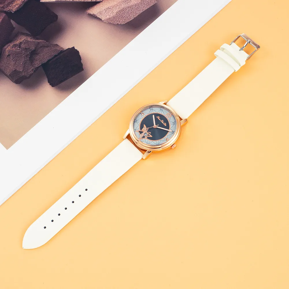 Simple Butterfly Crystal Dial Design Ladies Wristwatches Fashion Casual Women Flower Calendar Watches Woman Leather Quartz Watch