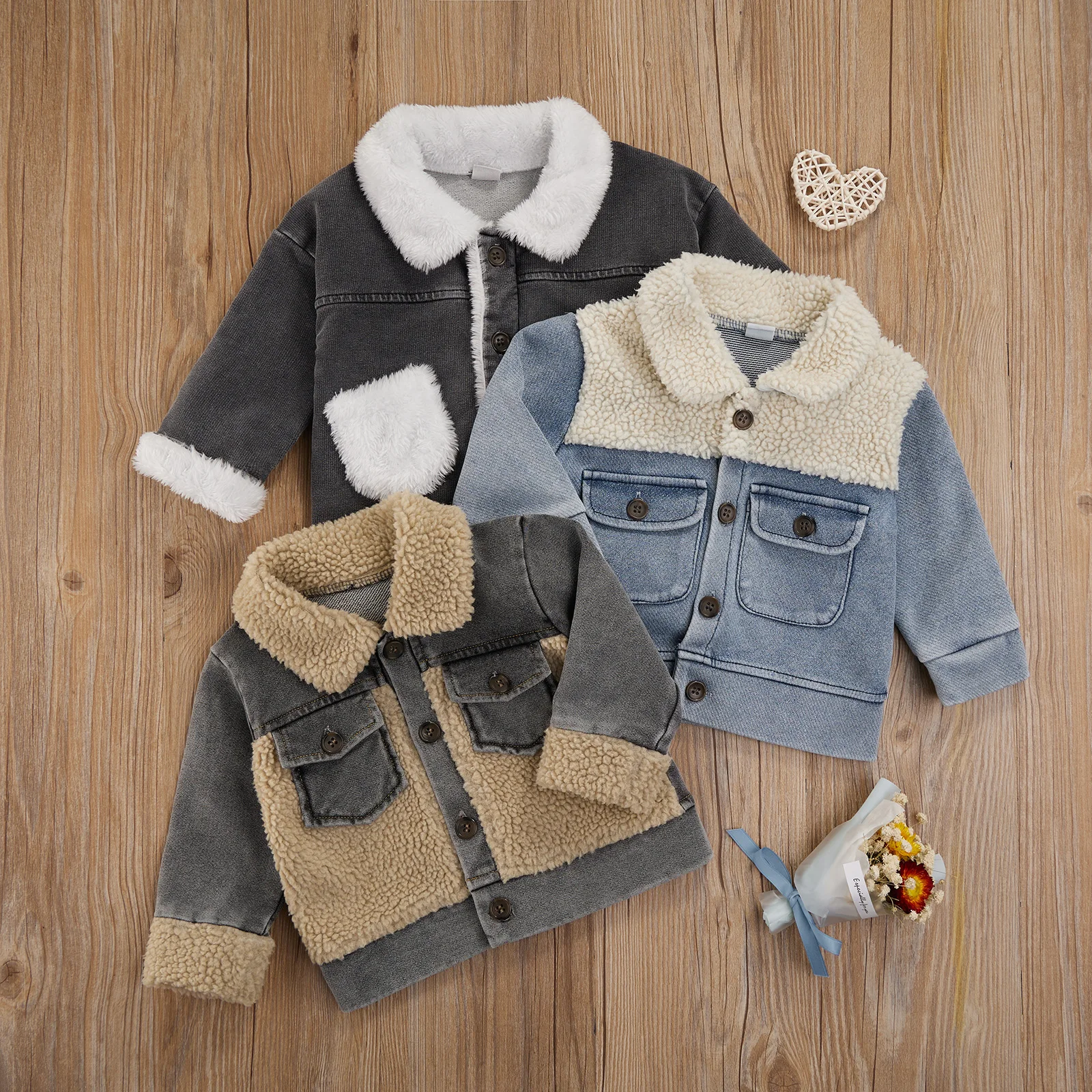 

Baby Boy Girl Winter Clothes Snowsuit Coat Fleece Long Sleeve Lapel Neck Button-up Jacket with Pockets Winter Suit for Children
