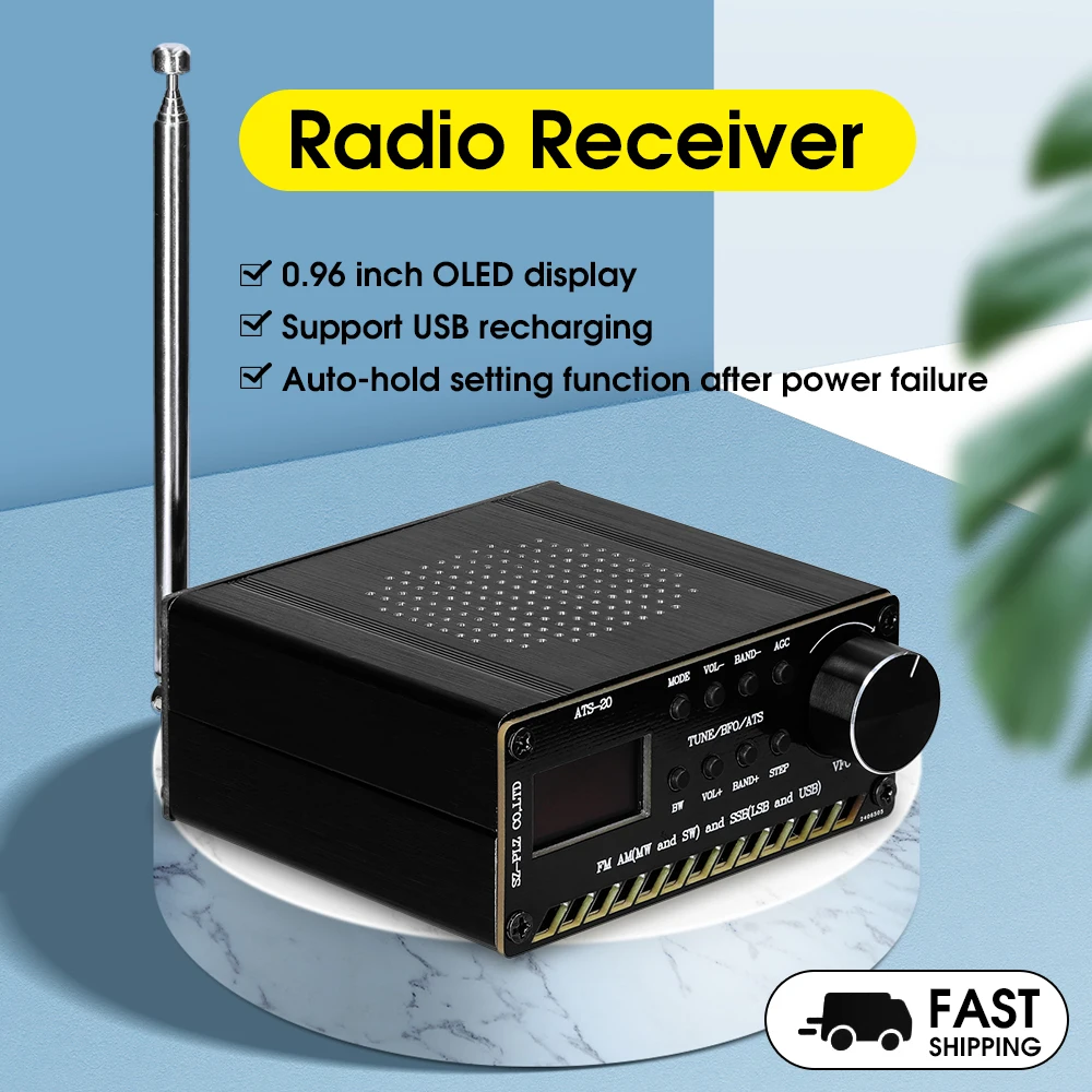 

ATS-20 SI4735 0.96 Inch Full-wave Band Radio Receiver FM AM (MW & SW) SSB (LSB & USB) Covering Commercial Ham Radio Bands