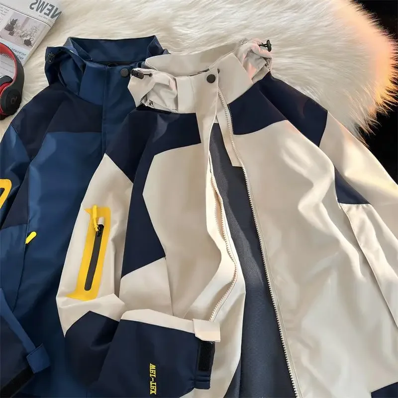 Мужская уличная куртка в американском стиле с цветными блоками весенне-осенняя