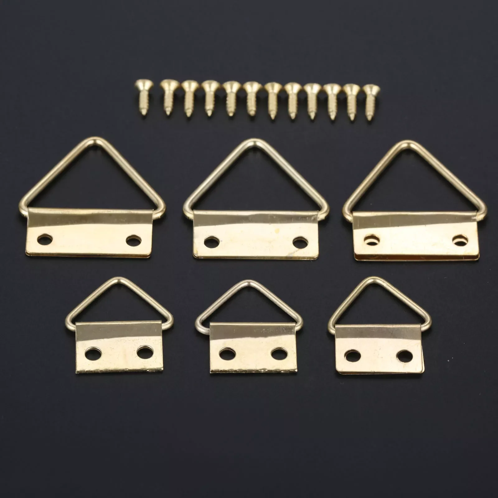 

10/20sets Triangle D Ring Photo Frame Hooks Hanging Picture Oil Painting Mirror Gold 16mm-25mm w/screws Hanger Wall Holder Alloy