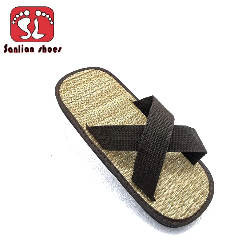 

Straw Mat Plaited Article Slippers for Women Summer 2023 Open Toe Sandals Platform Thick Botoom Japanese