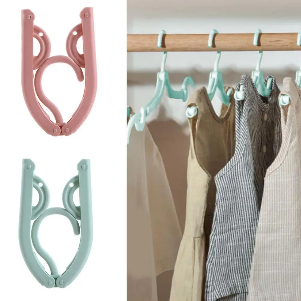 

Plastic Foldable Hanger Space-saving Anti-slip Clothes Hangers Strong Load-bearing Drying Racks for Home Travel Foldable Clothes