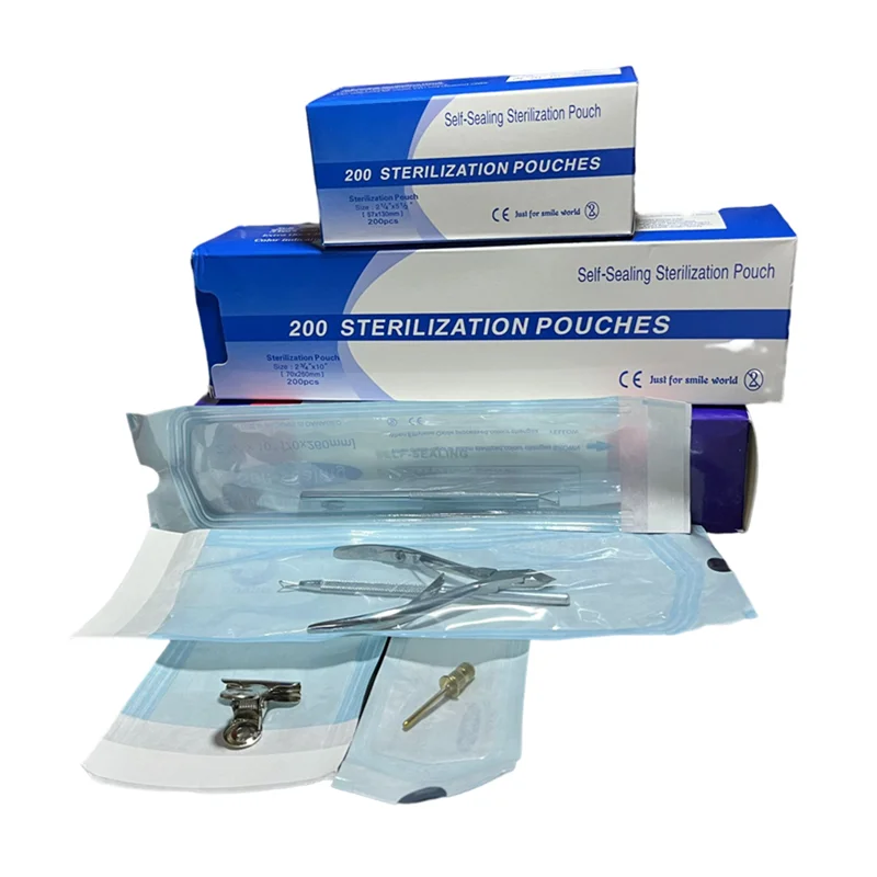 200pcs Manicure Sterilizing Bag Disposable Nail Art Tool Clean Nail Dentistry Medical Grade Paper+CPP/PET Film Sterilization Bag