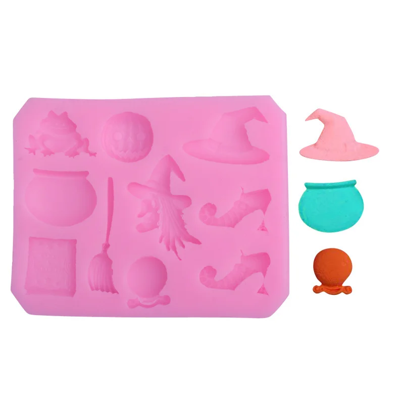 Силиконовая форма в форме ведьмы для Хэллоуина тыквы метлы шоколада помадки