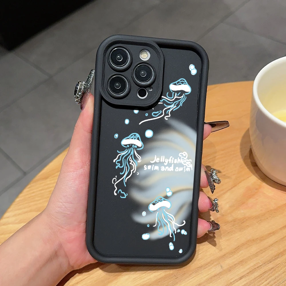Фото Мягкий чехол для телефона Samsung Galaxy Note 20 S24 S25 S23 S26 Plus S24 S23 FE S26 S24 S25 S23 Ultra с изображением сине-белой медузы №1