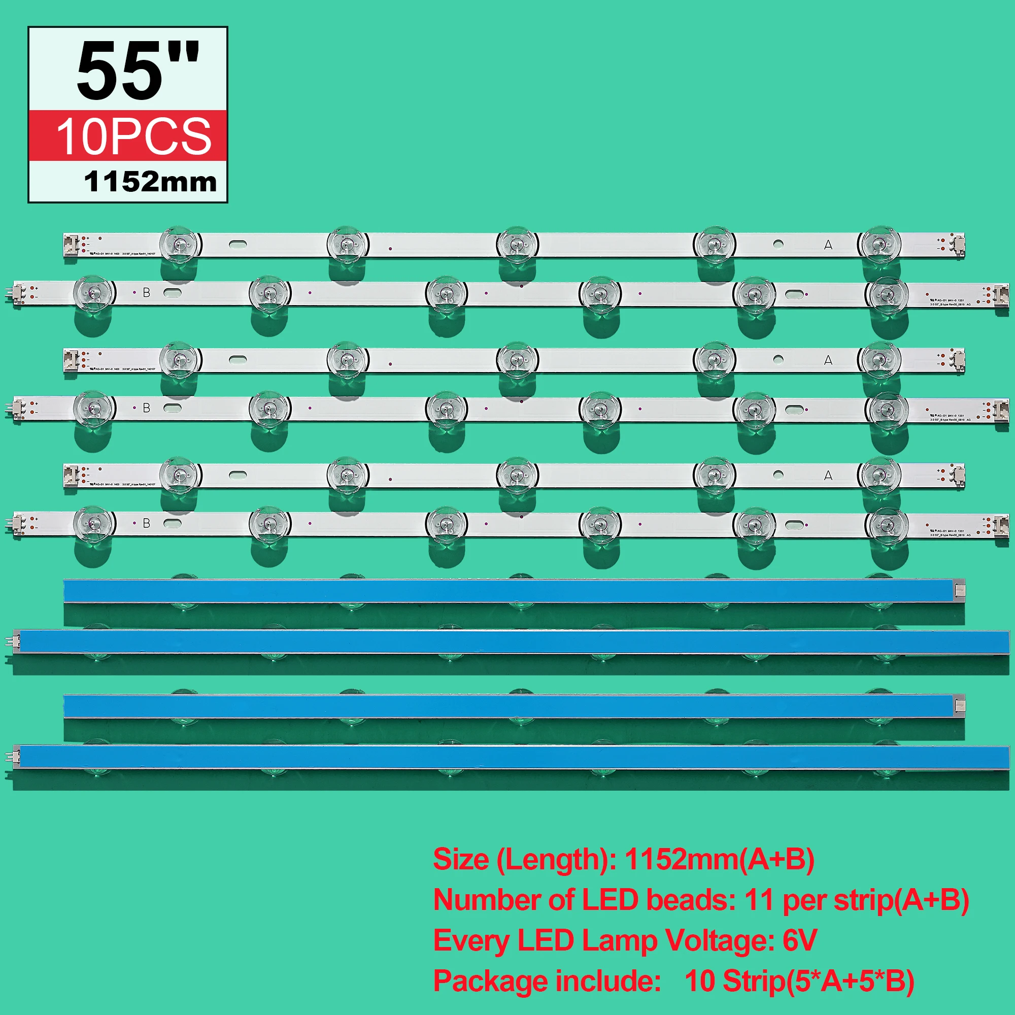 

10pcs x LED BackLIGht for 55LB650V 55LB561V 55LF6000 55LB6100 55LB582U 55LB650V 55LB629V 55LB570V 55LB5900 55LB5500 55LH575A