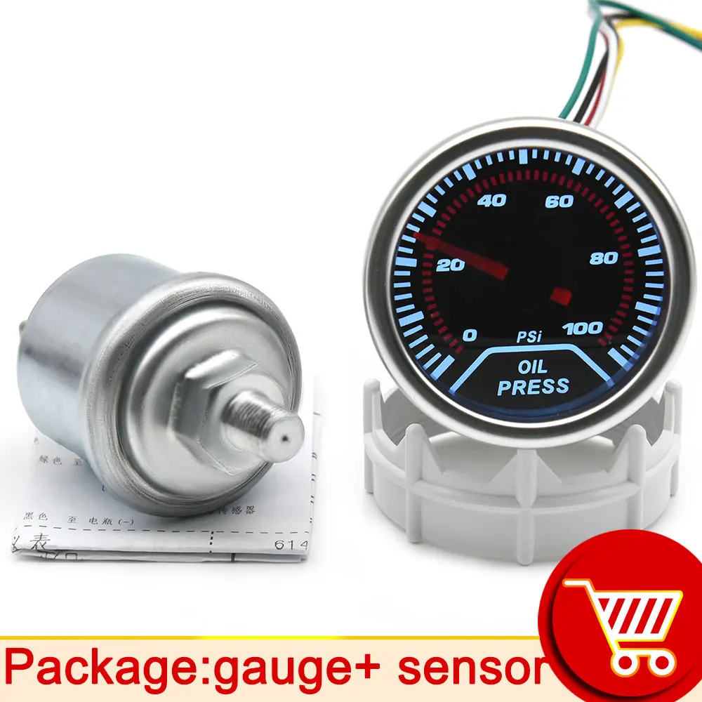 

HD 52 мм Манометр масла 0-100 фунтов на квадратный дюйм с датчиком давления масла 10 мм 1/8NPT Индикатор манометров для бензина Автомобильный счетчик масляного пресса