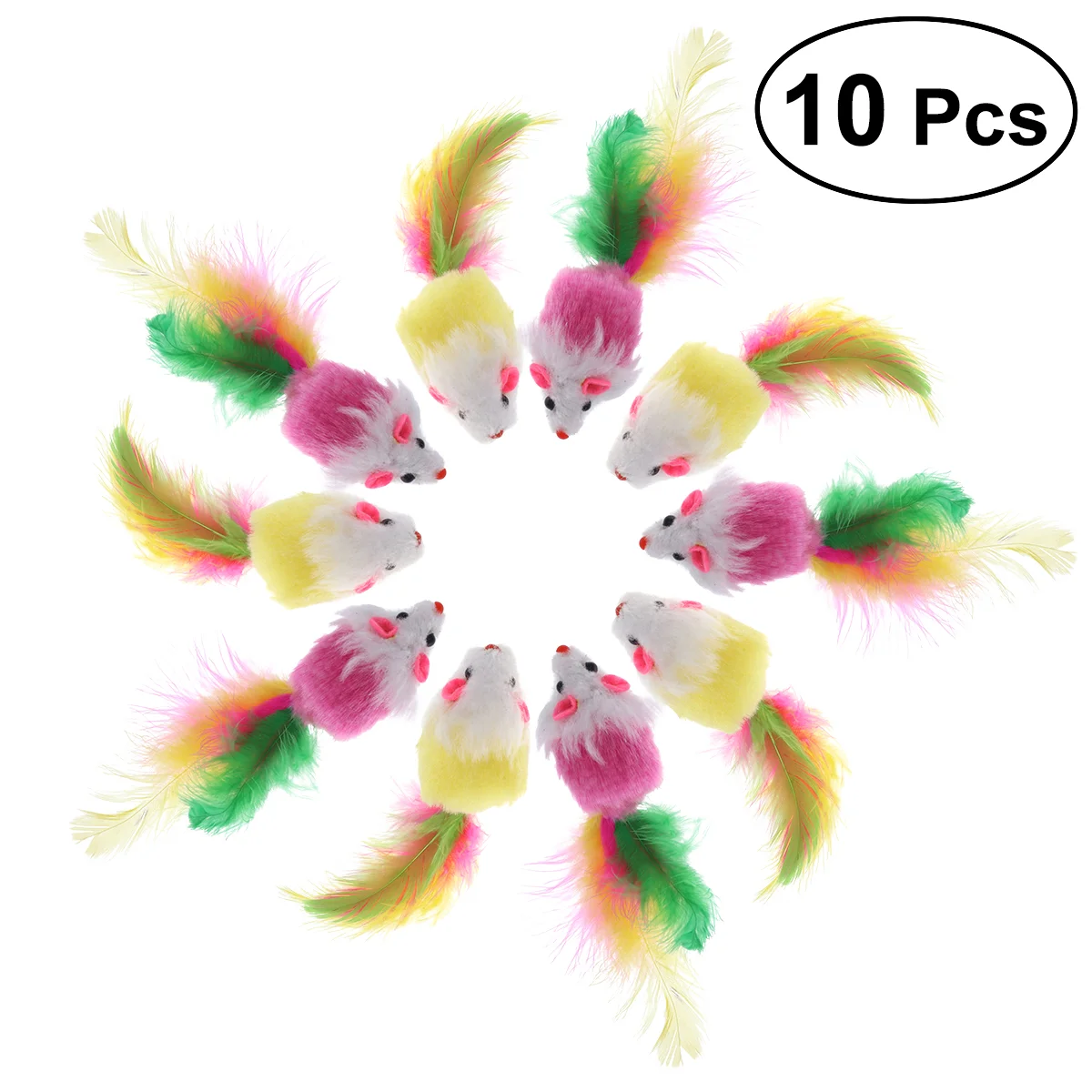 

10 Small Colorful Furry Funny Mice for Cats Playing Dogs Pets