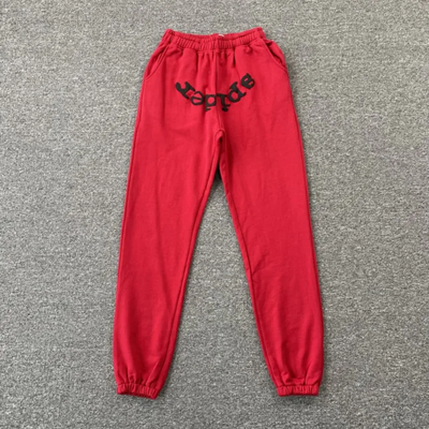 

Hip Hop Red Young Thug Sp5der Sweatpants Men Women 1:1 Black Foam Print Logo Spider Pants 2023ss Heavy Fabric 555555 Trouser y2k