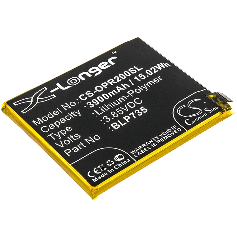 

CS 3900mAh / 15.02Wh battery for OPPO CPH1907, CPH1989, PCKM00, PCKT00, Reno 2, Reno2 F BLP735