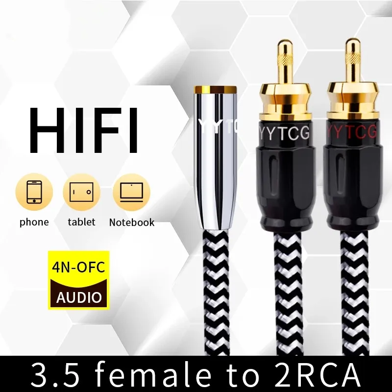 

RCA Audio Splitter Jack 3.5 To 2 RCA Cable 3.5mm Female To 2RCA Male Splitter Aux Cord For TV PC Amplifiers DVD VCD Speaker Wire