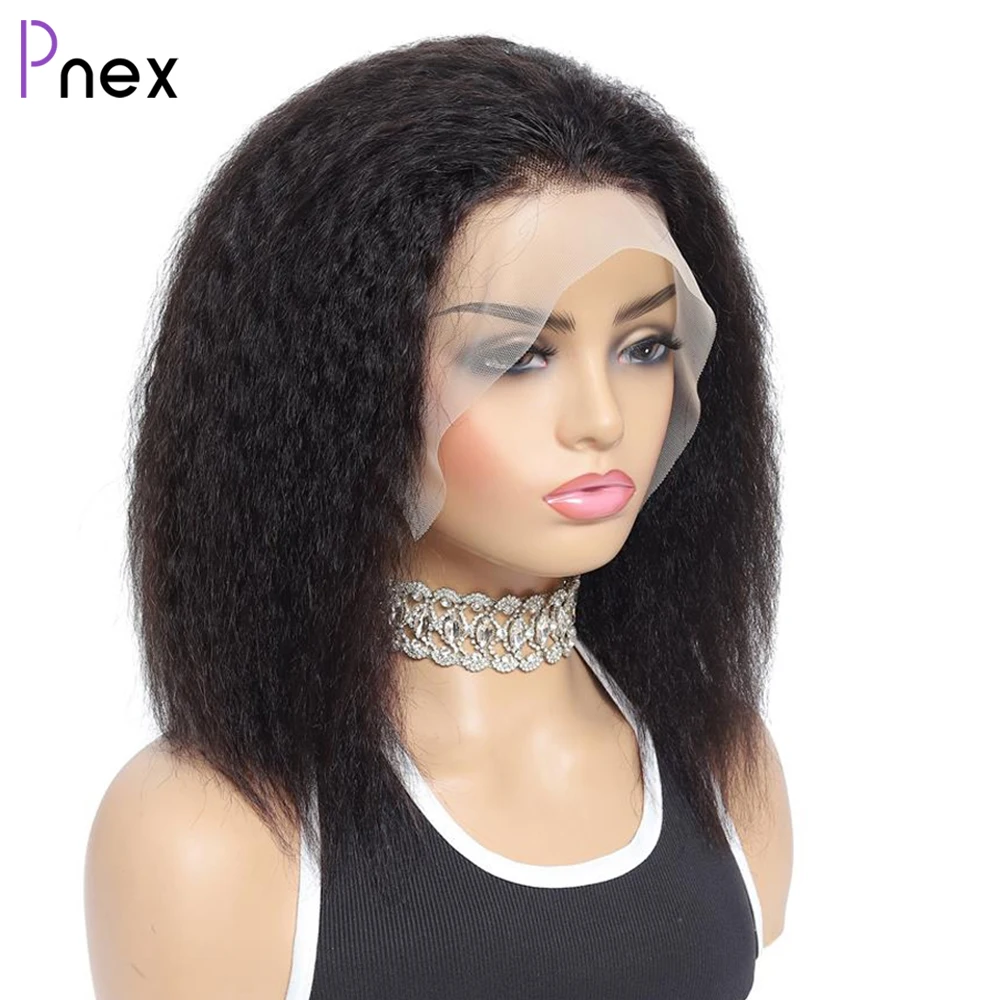 

Glueless Wig Natural Hairline Yaki Bob Wig Human Hair Wigs for Black Women Kinky Straight 13x4 Lace Frontal Wig Pre plucked 180%