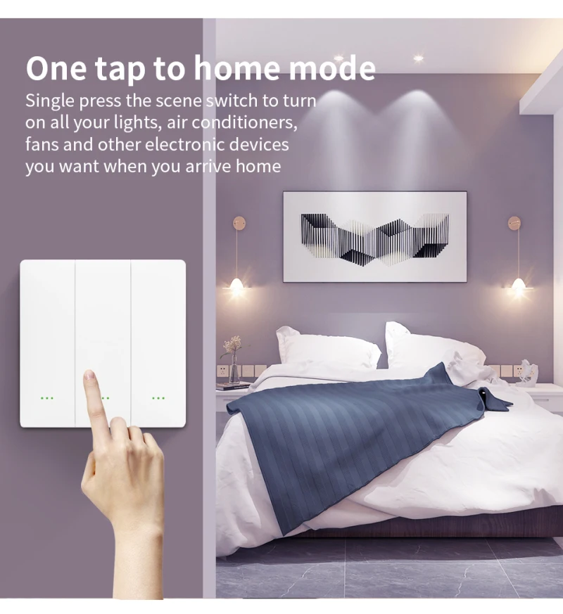 

Tuya Zigbee Battery Powered Transmitter Free Pasting 1/2/3 Gang Wireless Free Sticker Free Wiring 9 Scene Switch Smart Home