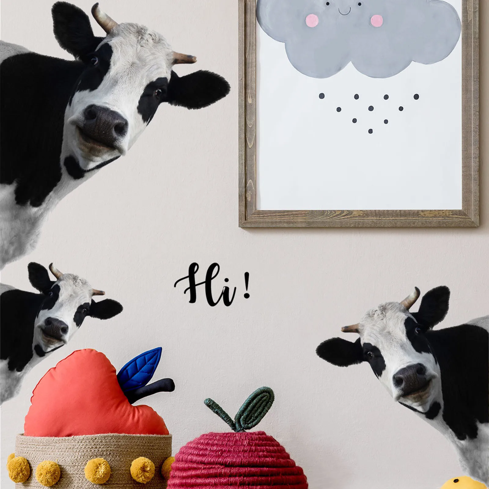 Креативный фон с изображением коровы для украшения стен 30x45 см ПВХ дверь окно