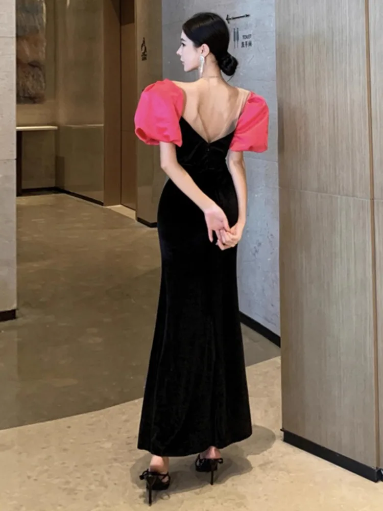 Topenomi роскошное французское вечернее длинное платье с пышными рукавами для