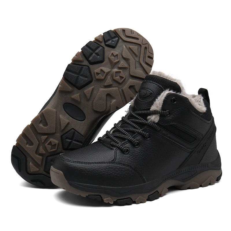 

Мужская походная обувь, зимняя сохраняющая тепло обувь для ходьбы и бега, высокие уличные спортивные ботинки с мехом внутри, снежные кроссо...