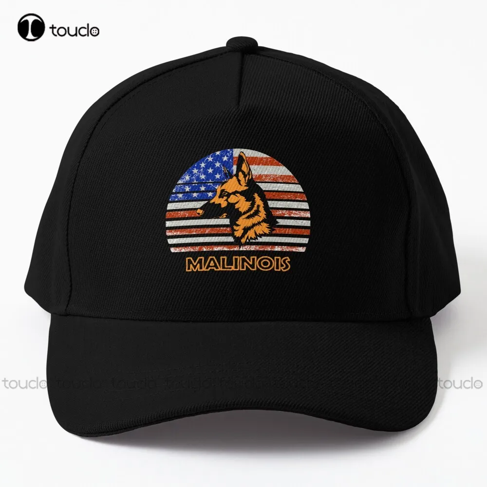 

Belgian Malinois Vintage Dog On American Flag - Malinois Dad And Mom Gift Baseball Cap Dad Hats For Men Hip Hop Trucker Hats