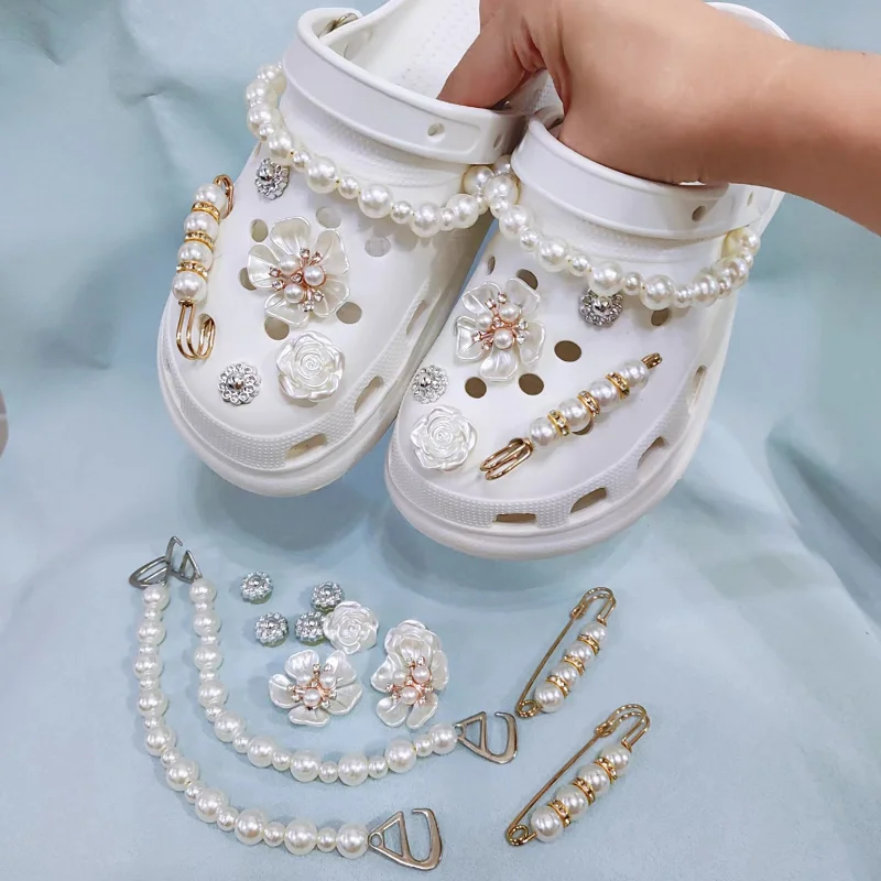 5Pc-30Pc/Set Creative Jewelry Plastic Metal Pearl Material Garden Shoe Decorations For Backpack Croc Jibz Charm Party Present