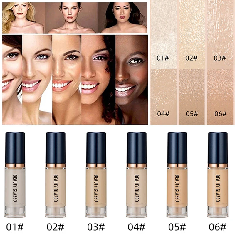 

6 Colors Primer Cream Liquid Foundation Matte Whitening Concealer Semi-Concealer Easy-to-Apply Long-lasting Base Makeup