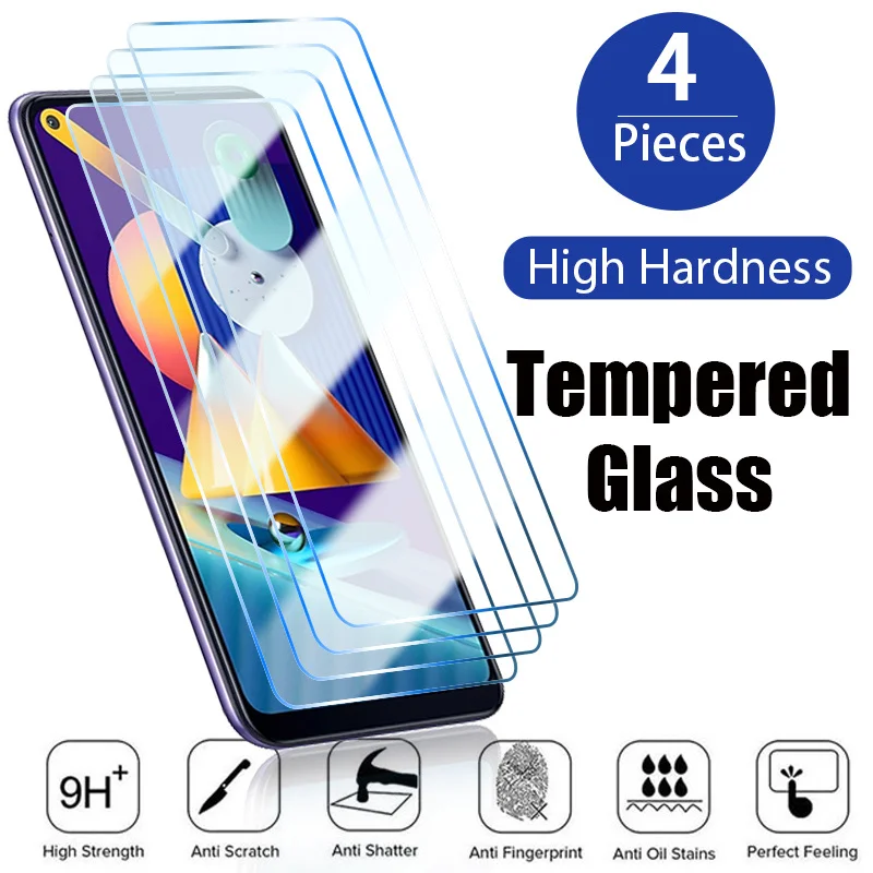 

4 шт. закаленного стекла для Samsung S22 A13 a52 a10e a10s, защитная пленка для экрана Samsung A32 A12 a11 A22 A41 A42 a30s и