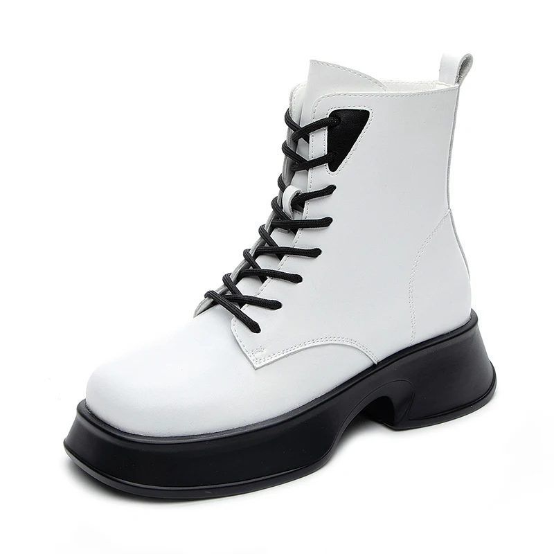 

Ankle Boot Female Platform Heels Chunky Women's Boots 2022 Autumn Winter Luxury Designer Shoes Ladies Elegant Medium Heel Botins