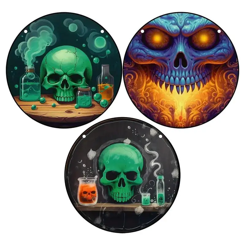 

Skull Welcome Door Sign Mexican Acrylic Horror Scary Hanging Skull For Wall Halloween Porch Courtyard Bedroom Home party Decor