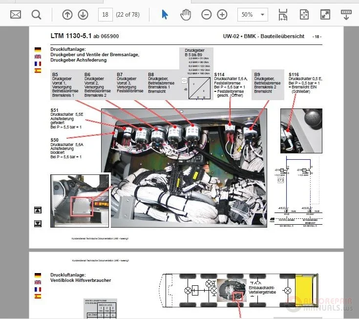 Руководство по магазине кранов Liebherr и экскаватор проводки инструкции