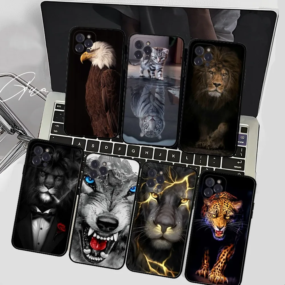 

Wolf Dog Cat Bird Lion Tiger Animal Phone Case For iPhone 14 11 12 13 Mini Pro XS Max Cover 6 7 8 Plus X XR SE 2020 Funda Shell