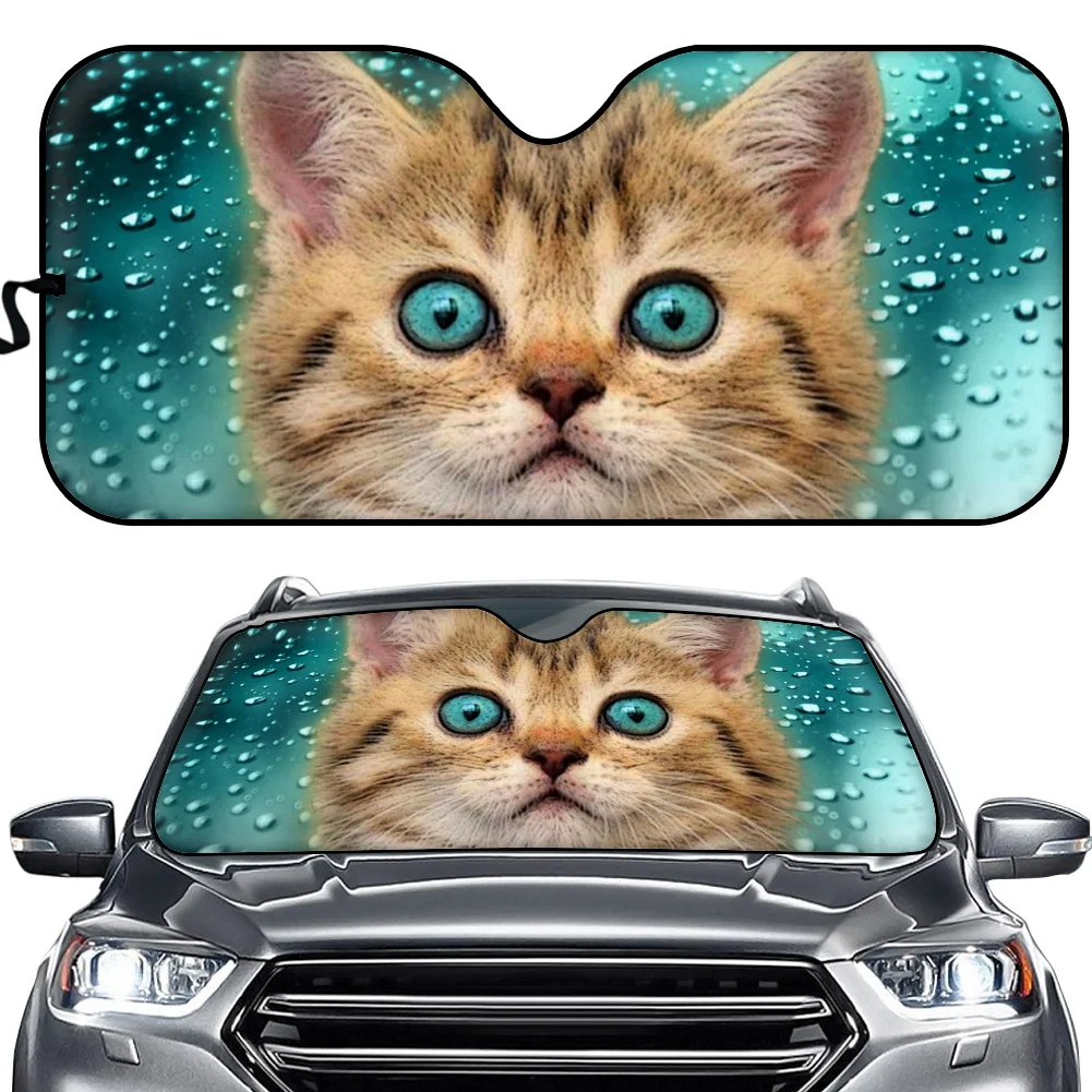 

INSTANTARTS 3D Animal Cat Design Car Sun Shade Windshield Car Sun Shade for Windshield Cars Heat Reflector Car Sunshade Cover