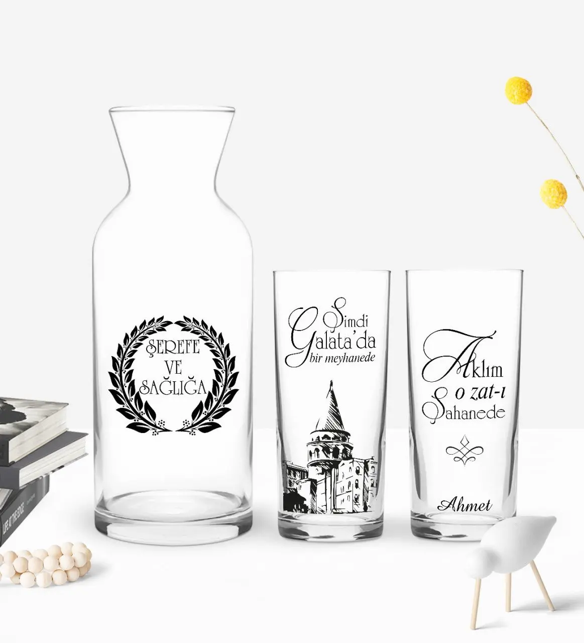 

Персонализированная красочная напечатанная сейчас Galata, также разработана двойная чашка И Графин в подарок Seti-1