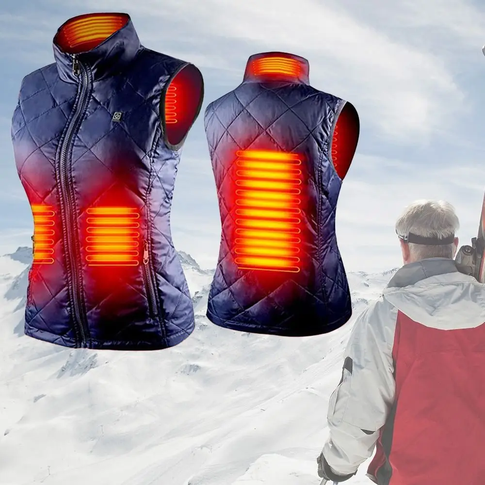 

Unisex 4 Area Heating Pad Waistcoats Heated Vest Electric Heating Jacket Windproof Coats Winter Warm Jacket