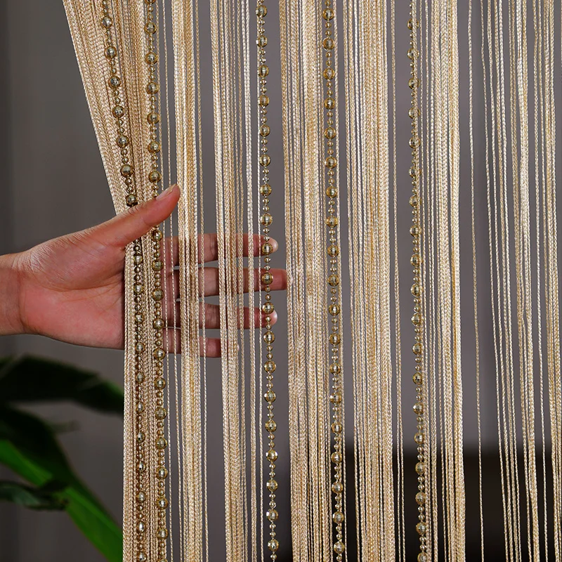 

Tassel fringe door curtain with beads living room divider home decor drapery for Wedding Salon DIY string curtain for bedroom